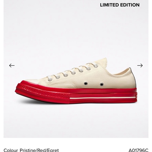 Converse x Comme des Garçons PLAY Chuck 70 Low Top NEW size 8W/ 6M - Picture 2 of 4